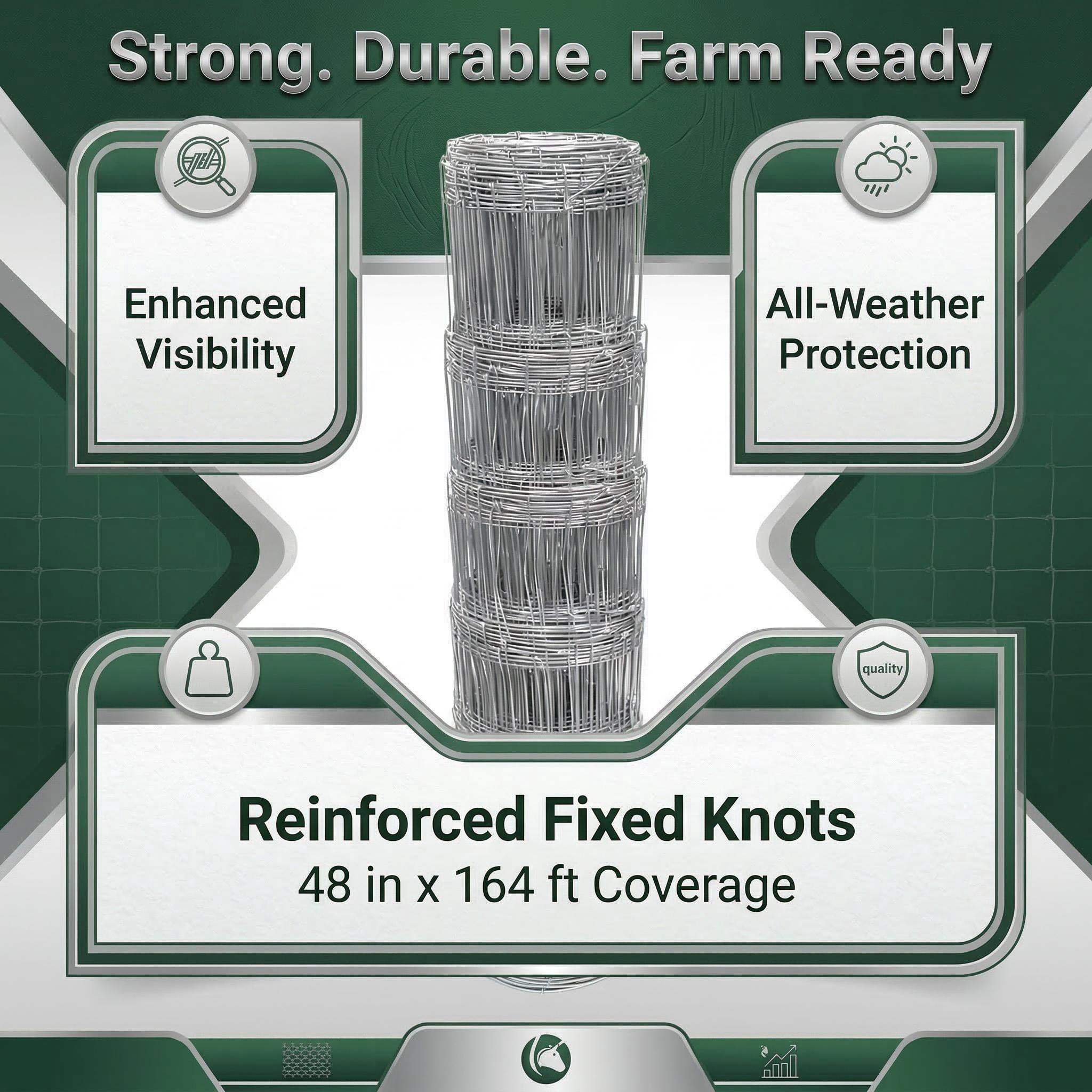 Farm Fence 4ft x 164ft Heavy Zinc Coating Cattle Fence Galvanized Field Fencing Sheep Fence Goat Fence,Hog Wire Fencing for Yard Livestock Animals Protection