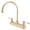 Brass, variant on Kingston KB3748PL Restoration Two-Handle 3-Hole 8" Centerset Kitchen Faucet in Brushed Nickel