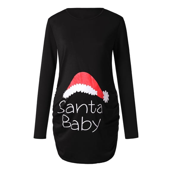 asdoklhq Maternity Clothes for Women,Women's Print Christmas Side Ruched Long Sleeve Maternity Top Pregnancy Clothes
