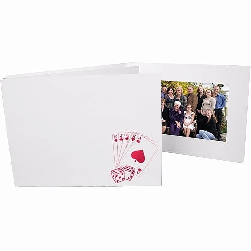(50 pack) Casino red foil br on white cardboard photo folder frame - 4x6