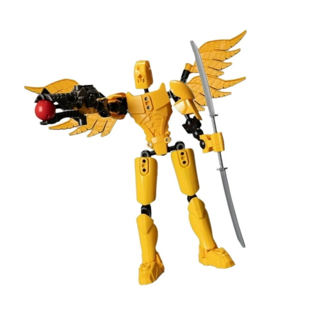 Figura de acción articulada móvil para niños, cuerpo Flexible con accesorios, Robot de acción, modelo de cuerpo de hombre, regalo, dibujo de juego de Amarillo