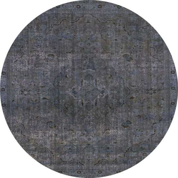 Ahgly Company Indoor Round Abstract Gray Abstract Area Rugs, 3' Round
