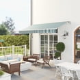 thumbnail image 2 of Outsunny 12' x 10' Retractable Awning Patio Sun Shade Shelter with Manual Crank Handle, UV & Water-Resistant Fabric and Aluminum Frame for Deck, Balcony, Yard, Green and White, 2 of 10