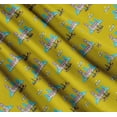 thumbnail image 3 of Soimoi Yellow Cotton Cambric Fabric Clock Tower,Airplane & Forklift Truck Transport Printed Fabric 1 Yard 56 Inch Wide, 3 of 7