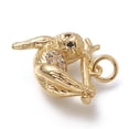 thumbnail image 3 of Brass Micro Pave Clear Cubic Zirconia Pendants with Jump Rings Long-Lasting Plated Sloth Shape Real 18K Gold Plated 17.5x17x7mm Hole: 3.5mm, 3 of 4