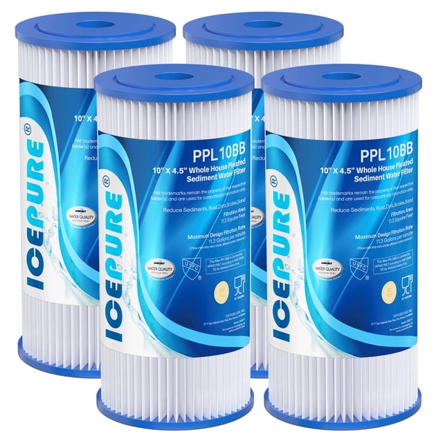 Filtro de agua ICEPURE de 10 x 4,5 pulgadas y 20 micras para GE, Culligan