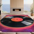 thumbnail image 2 of Design&I 8'x10' Washable Area Rug Wet Vinyl Cd Record Music Retro Groovy Swirl Border Tapete Redondo for Living Room, Family Extra Large Skid-Resistant Low Profile, 2 of 7