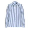 thumbnail image 4 of Womens Button Down Striped Shirts Long Sleeve Blouses Lightweight Business Dressy Casual Tops Spring Clothes Outfits, 4 of 9