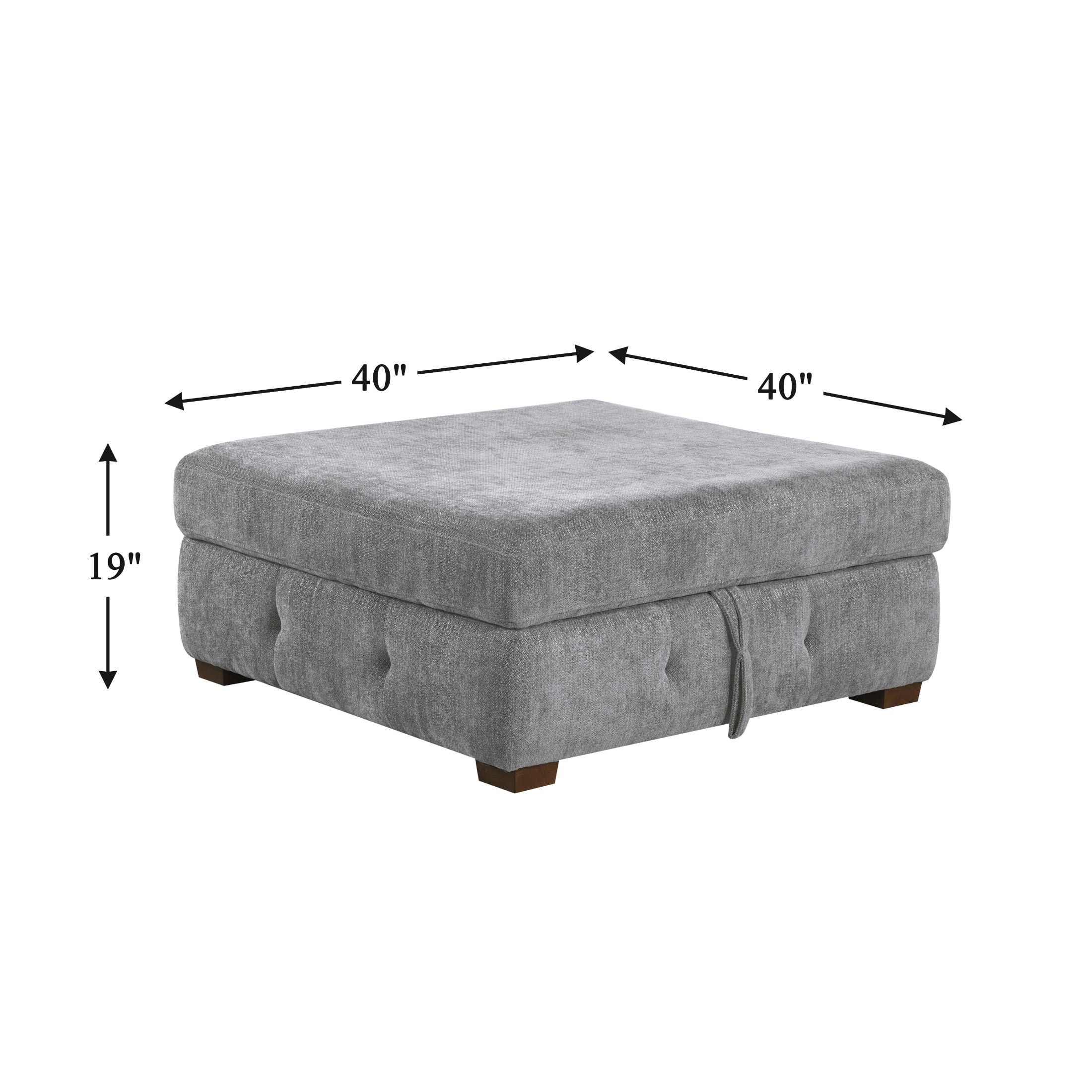 OakvillePark Sund Contemporary Chenille Storage Ottoman, Gray