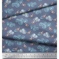 thumbnail image 3 of Soimoi Rayon Fabric Clouds & Bullfinch Bird Print Sewing Fabric Yard 56 Inch Wide, 3 of 3