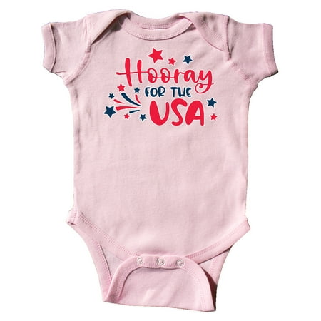 

Inktastic 4th of July Hooray for the USA with Red and Blue Stars Gift Baby Boy or Baby Girl Bodysuit