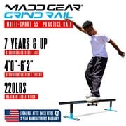 سكة Madd Gear Grind - 55 طويلة - ارتفاع قابل للتعديل - سكة تزلج للتدريب من الفولاذ ذات ثبات إضافي