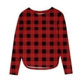 thumbnail image 2 of OVBMPZD Lightweight Girls Undershirts Tunic Red Long Sleeve Crewneck Checkered Pullover Side Split Blouses Girls Tops Size 5 Years, 2 of 6
