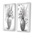 thumbnail image 3 of Designart "Monochrome Still Life of Wildflowers I" Floral Framed Wall Art Set Of 2 - Traditional White Framed Canvas Set For Living Room Decor, 3 of 6