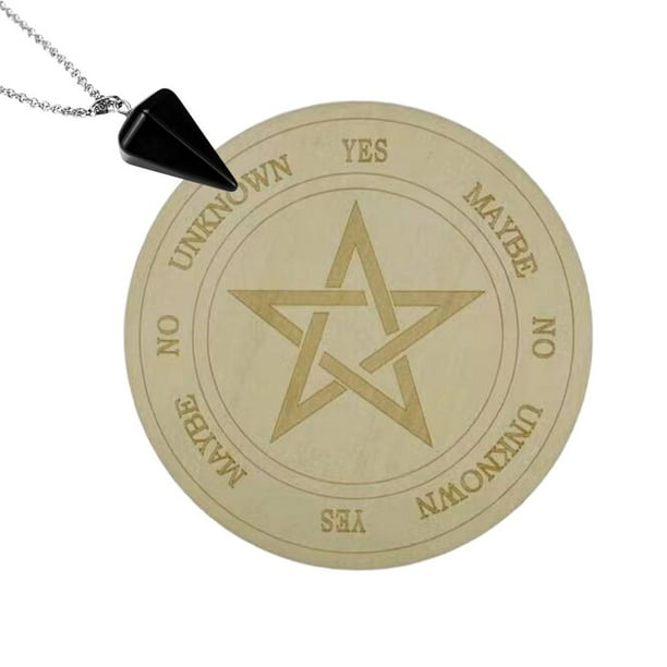 Tablero de péndulo Tablero de radiestesia Suministros de altar Adorno Estrella Sol Luna Wiccan Redondo A
