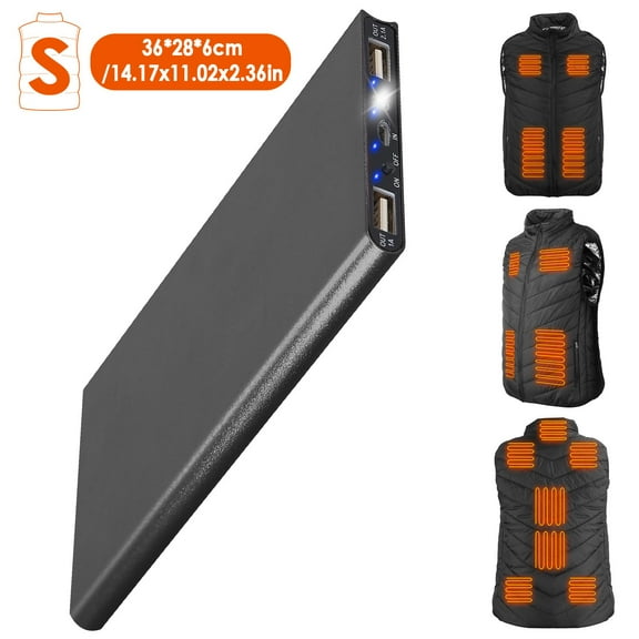 Heating Jacket for Winter, TeqHome Heated Vest Electric USB Jacket Men Women Heating Coat Thermal Body Warmer Wear with 3 Temperature Levels 20000mAh USB Power Bank Black - S