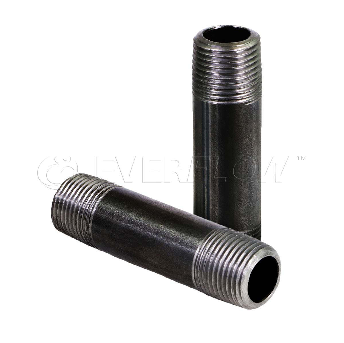 Black Steel Nipple Pipe, Threaded Pre Cut Pipe Connectors, 1/8 in x 4-1/2 in (Pack Of 10)