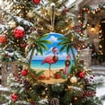 thumbnail image 5 of Welcome Sign for Front Door, Christmas Flamingo Round Metal Wall Art Wreaths, Winter Coastal Beach Coconut Tree Outdoor Indoor Wall Hanging Sign for Porch Decor Housewarming Gifts 7.9 Inch, 5 of 8