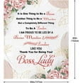 thumbnail image 2 of Boss Lady Gifts For Women, Gifts For Female Boss Blankets 60"x50", Boss Day Gifts, Boss Appreciation Gifts For Women, Boss Birthday Gifts For Women, Going Away Gift for Boss, Boss Gifts For Christmas, 2 of 6