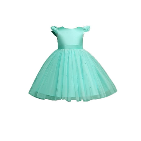 

adviicd Toddler Dress Up Clothes For Girls Girls Puff Sleeve Square Neck Boho Frilly Smocked Shirred Flared Midi Dress Green 18-24 Months