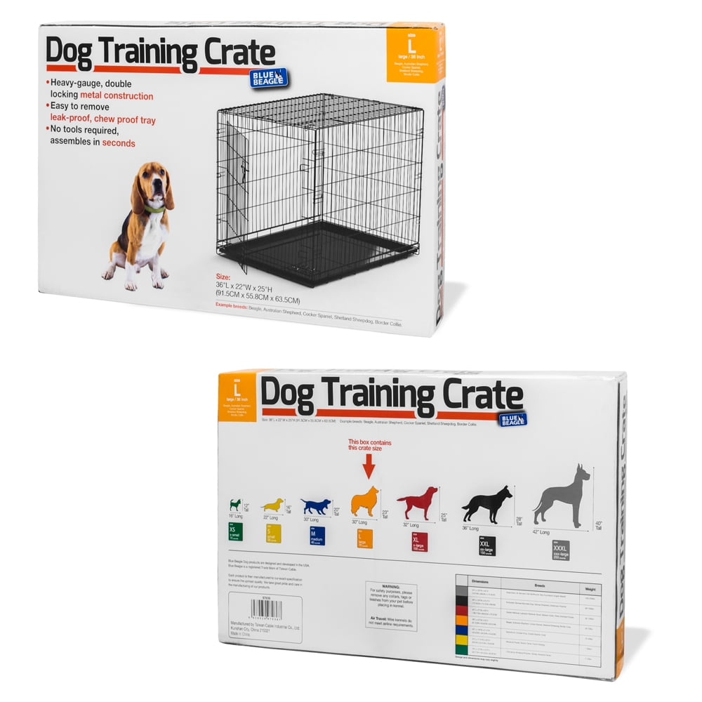 Blue Beagle Dog Folding Crate, 36" Large Single Door Kennel