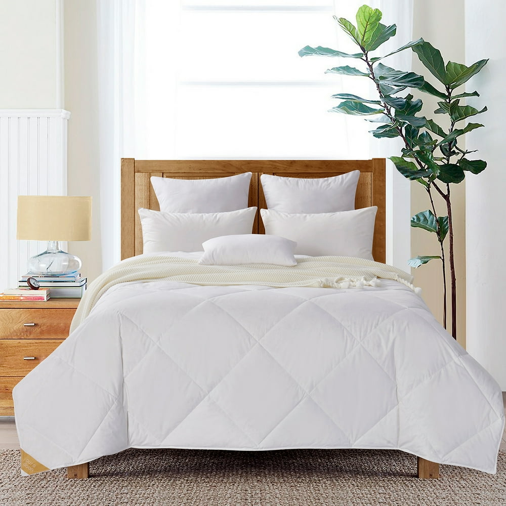 Goose Down Comforter, Lightweight Quilted Duvet Insert, 100 Cotton
