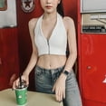 thumbnail image 2 of Camisole à Col en V pour Femmes, Été Fermeture à Glissière avant Dos Ouvert Sans Manches Basique, 2 of 2