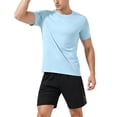 thumbnail image 4 of hotojiny Mens Summer Track Suits 2 Piece Shorts Sets Fashion Short Sleeve Top Loose Fit Shorts Workout Sweatsuit Outfits(Light Blue,Medium), 4 of 6