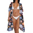 thumbnail image 3 of HELLHERO Cartoon Flowers Bikini Coverups Polyester Long Free Size Long Kimono Swimsuit Cover Up for Women, 3 of 6