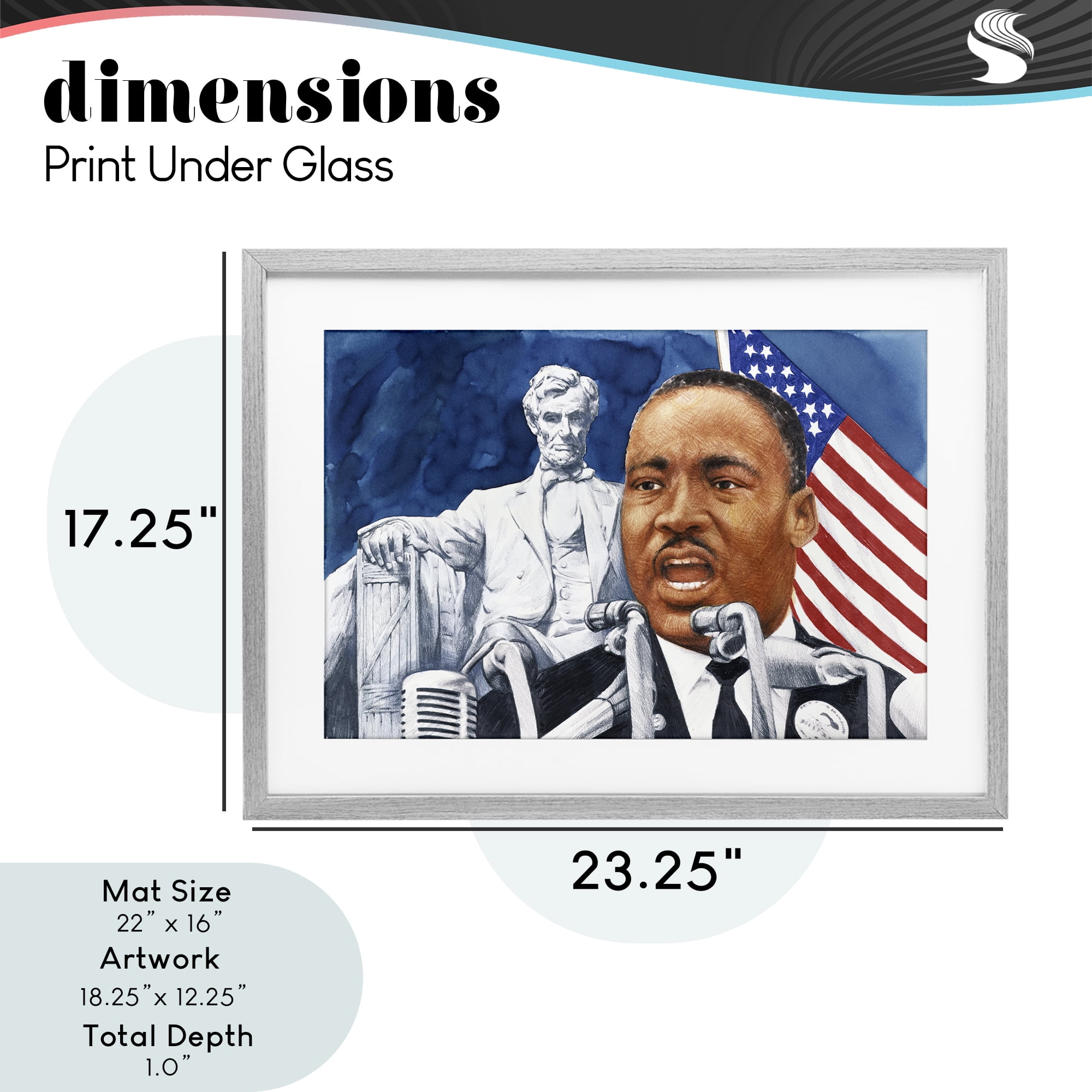 1960s American Speech Portrait Gray Framed Print Under Glass, design by Wind River Studios