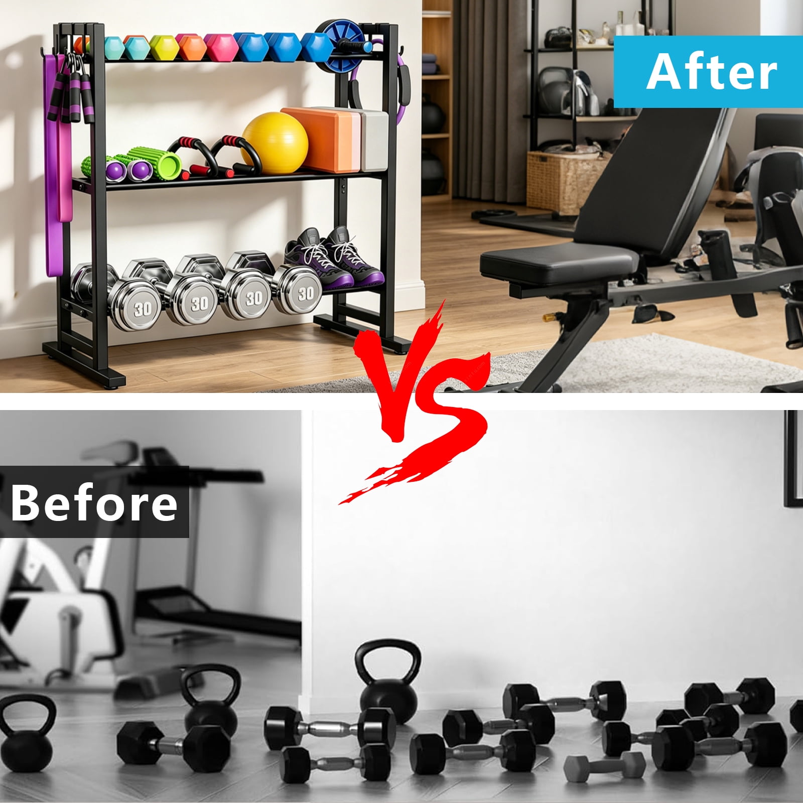 Gijjgole 3 Tier Adjustable Dumbbell Rack-Heavy-Duty 450LB Capacity Weight Storage Stand for Dumbbells, Space-Saving Weight Rack for Home Gym Organizer (Rack Only)