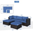 thumbnail image 2 of Gymax 5PCS Rattan Patio Conversation Set Outdoor Furniture Set w/ Ottoman Navy Cushion, 2 of 10