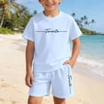 thumbnail image 5 of CUZIBR Toddler Kids Outfit Sets Girls Casual Loose Short Sleeve O-Neck T-Shirts Shorts Letter Print Comfortable Everyday Wear Kids Clothes Sets,Light Blue,11-12 Years, 5 of 7