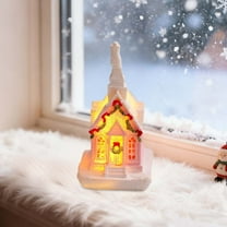 Christmas Decorations - Christmas Resin House Ornaments, Cottage Town Tiny Figurine with Led Light,Winter Village Ornament for Party Home Decor Christmas Ornaments Gifts(E)