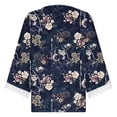 thumbnail image 5 of Mujeres Ocio Elegante Jersey Impreso Encaje Impresión Tres cuartos Manga Cuello en V Tops OAVQHLG3B Store lin121212, 5 of 5