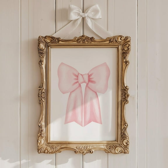 Pink Bow Wall Art, Nursery Room Decor Pink, Girls Room Wall Art, Girly Pink Bow Poster, Baby Girl Room Art Giant Bow Decor, Wall Art, Modern Wall Decor, 8x12 UNFRAMED