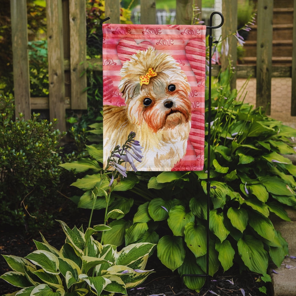 Morkie Love Garden Flag