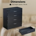 thumbnail image 3 of HYJY Black 4 Drawer Dresser for Bedroom, Modern Nightstand Storage Chest of Drawer, Wooden Side Table End Table, Living Room, Reception Room, 3 of 10