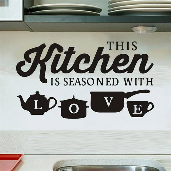 Adhesivos de pared de PVC con cita para cocina, tipografía creativa