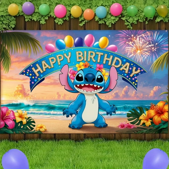 Stitch Birthday Happy Banner - The perfect decoration for birthday parties, anniversaries, suitable for bedrooms, living rooms and gardens. A gift that will make family and friends happy.