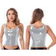 thumbnail image 3 of Wetlook-Chaleco de charol para mujer, Tops para baile en barra, disfraz para discoteca, camisola gótica de látex Punk, Top corto sin mangas, ropa Sexy para discoteca, 3 of 5