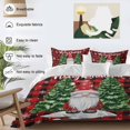 thumbnail image 3 of Christmas Gnome 4 Piece Duvet Cover Set Twin Size Red Xmas Dwarfs Pine Trees Black Red Plaid Soft Bedding Set Comforter Cover, 1 Duvet Cover 1 Flat Sheets and 2 Pillowcases, 3 of 9