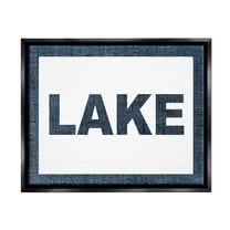 Stupell Industries Minimal Lake Phrase Typography Painting Black Floater Framed Canvas Art Print Wall Art, 21 x 17