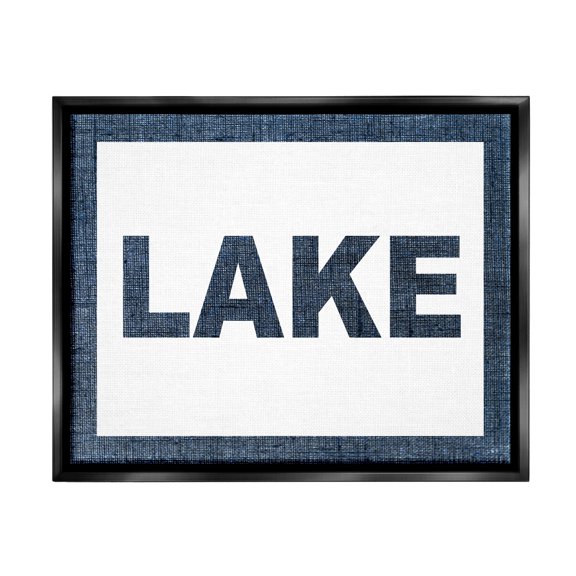 Stupell Industries Minimal Lake Phrase Typography Painting Black Floater Framed Canvas Art Print Wall Art, 21 x 17
