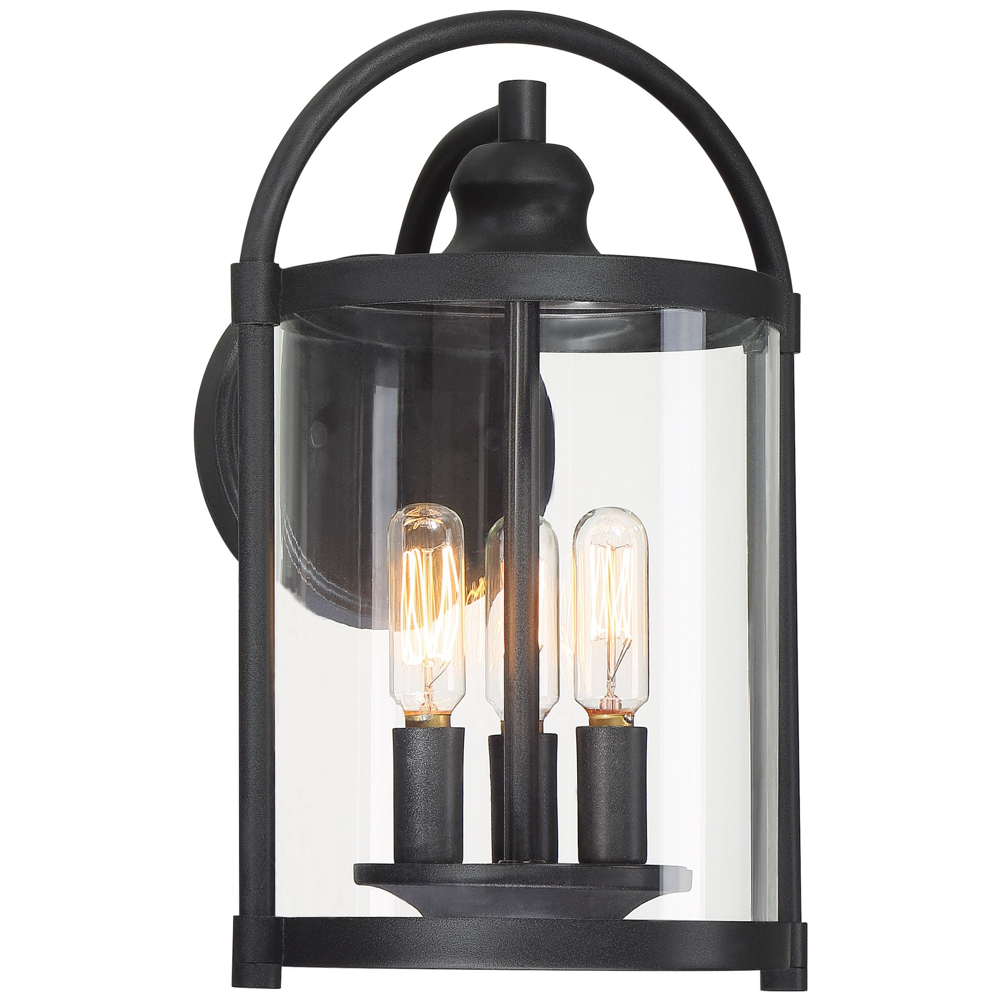 John Timberland Avani Modern Outdoor Wall Light Fixture Black Lantern 13" Clear Cylinder Glass for Post Exterior Barn Deck House Porch Yard Patio Home