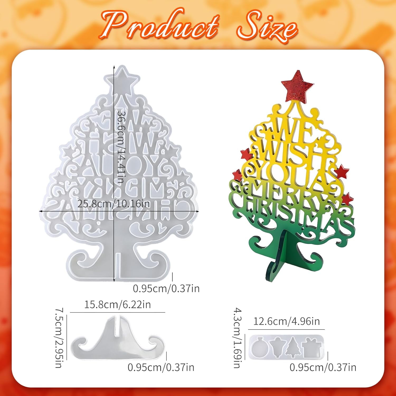 ABCISI DIY Christmas Tree Resin Molds Set, Alphabet Tree Silicone Mold, Ornament Pendant Epoxy Resin Molds for Resin Crafts, Decorative Desktop Handmade Gift for Xmas