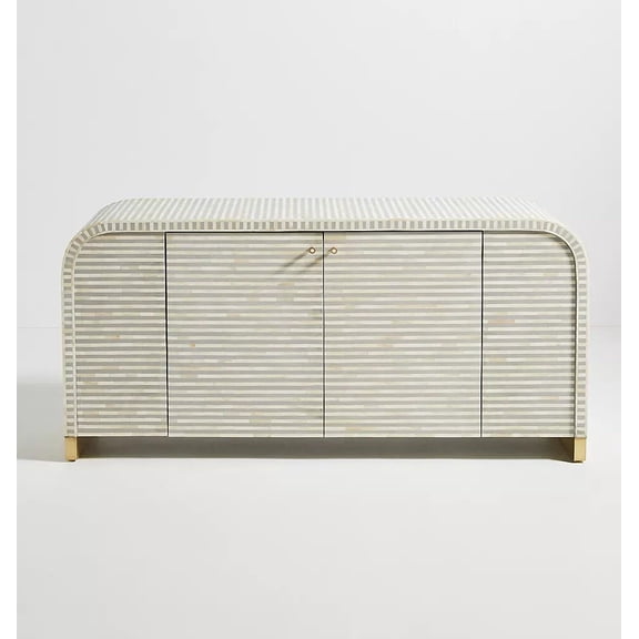 Waterfall inlay buffet, Bone Inlay sideboard, bone inlay closet, living room buffet, bone inlay cabinet grey