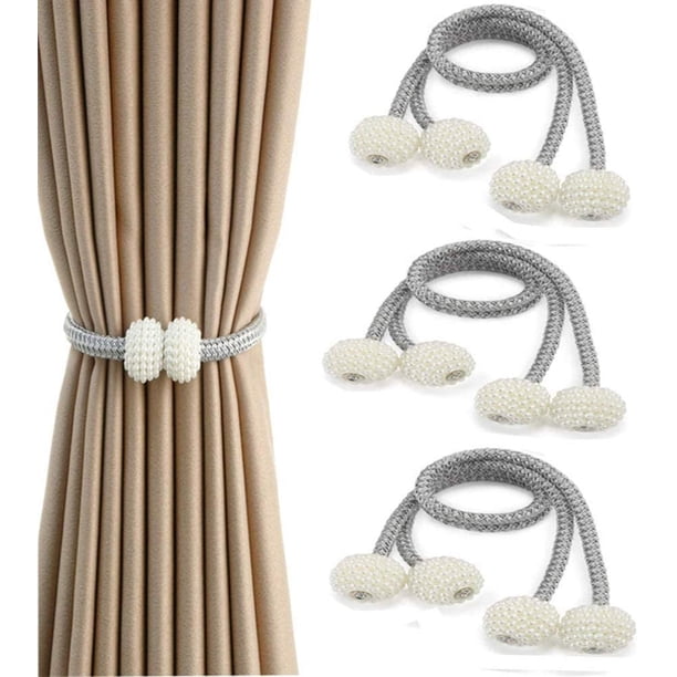 Gris - Abrazaderas para cortinas, juego de 4 abrazaderas magnéticas para cortinas, accesorios para cortinas y persianas, ideal para decoración del hogar, la oficina y el comedor.
