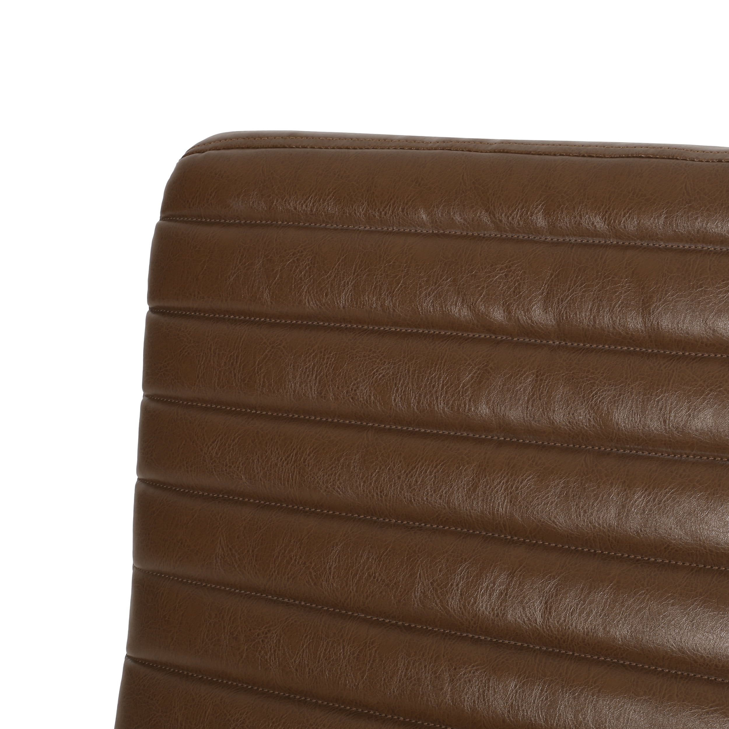Noble House Judith Upholstered Channel Stitch Pushback Recliner, Cognac Brown and Teak