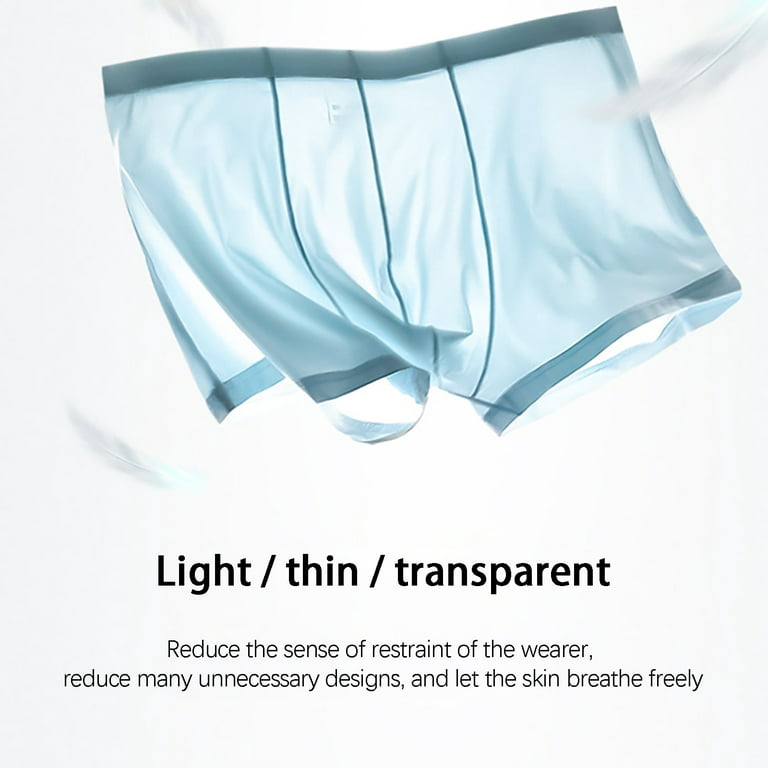 Honeeladyy Men's Summer Thin Transparent Ice Silk Boxers Soft Breathable  Men's Ice Silk Solid Color Underwear Boxer Shorts Thin Breathable  Attractive Underwear 